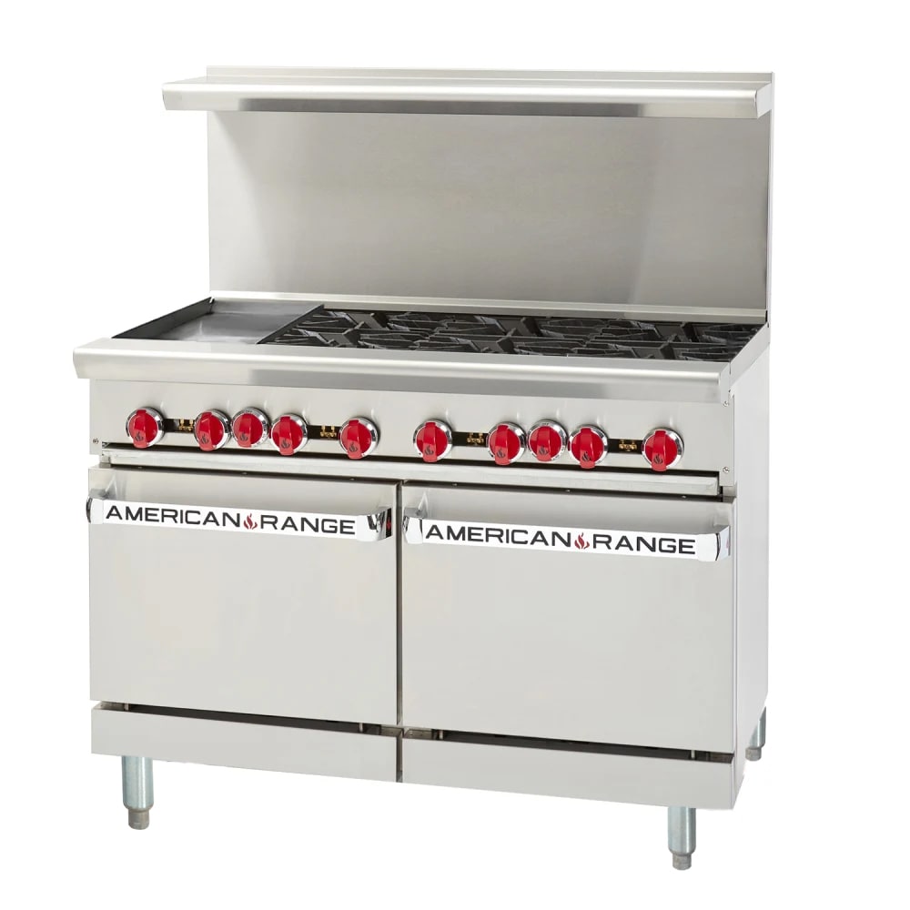 American Range AR-12G-6B 48" 6 Burner Gas Range w/ Griddle & (2) Space Saver Oven, Natural Gas