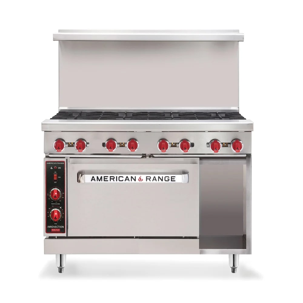 American Range AR-24G-4B-126L-SBR 48" 4 Burner Gas Range w/ Griddle & Standard Oven & Storage Base, Natural Gas