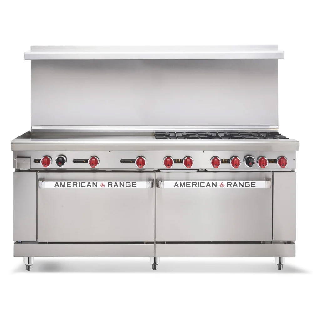 American Range AR-36G-6B-DSB 72" 6 Burner Gas Range w/ Griddle & (2) Storage Bases, Liquid Propane