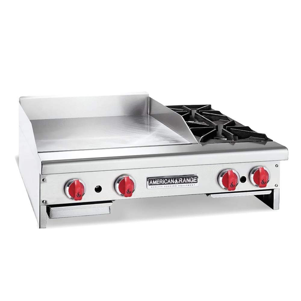 American Range AR48-36G2OB 48" Gas Griddle w/ (2) Burners & Manual Controls - 1" Steel Plate, Liquid Propane