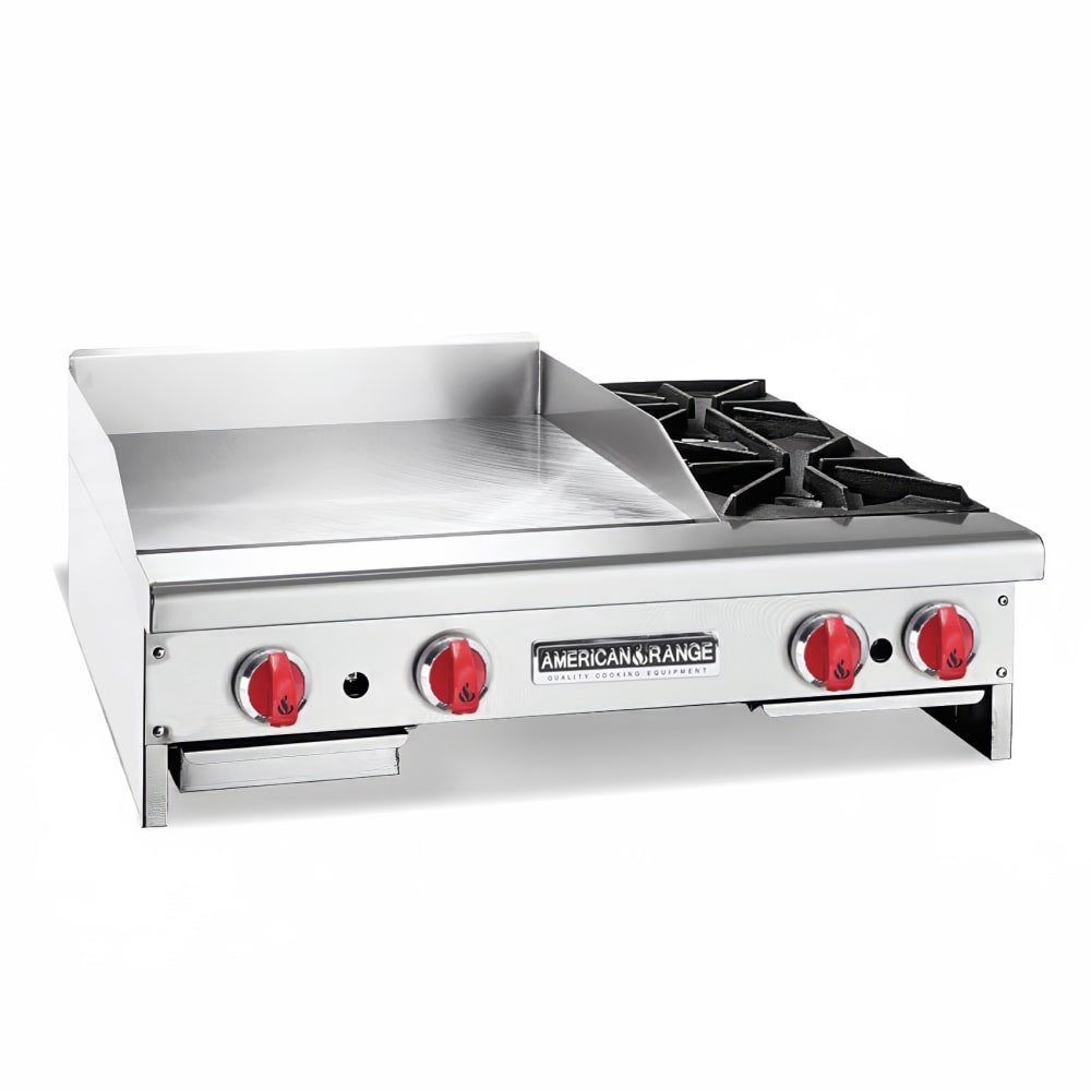 American Range AR60-48G2OB 60" Gas Griddle w/ (2) Burners & Manual Controls - 1" Steel Plate, Natural Gas