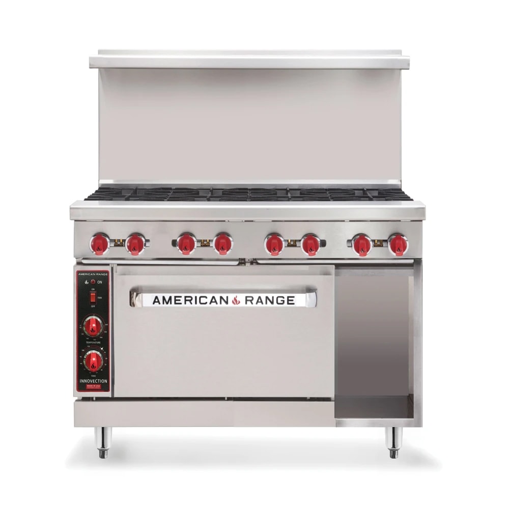 American Range AR-8-126L-SBR 48" 8 Burner Gas Range w/ Standard Oven & Storage Base, Natural Gas