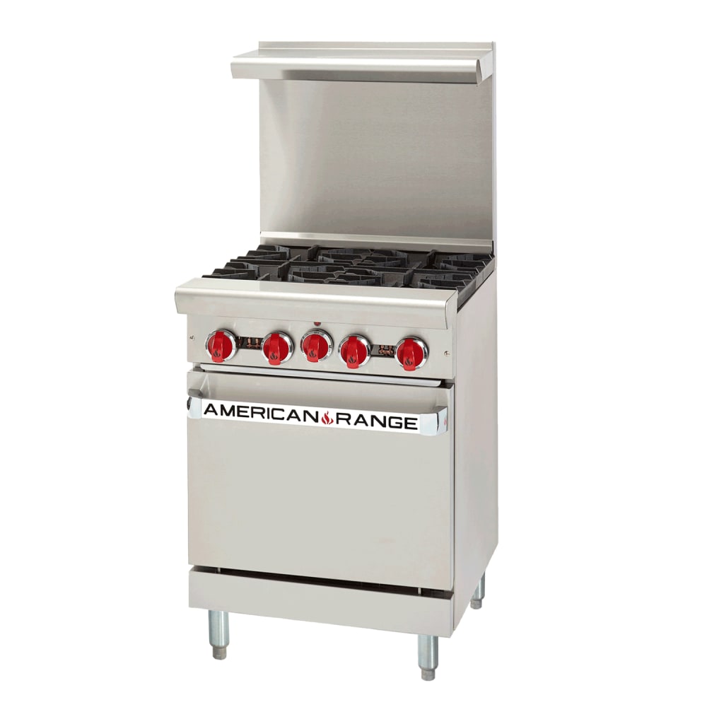 American Range ARGF-4 24" 4 Burner Gas Range w/ Space Saver Oven, Liquid Propane