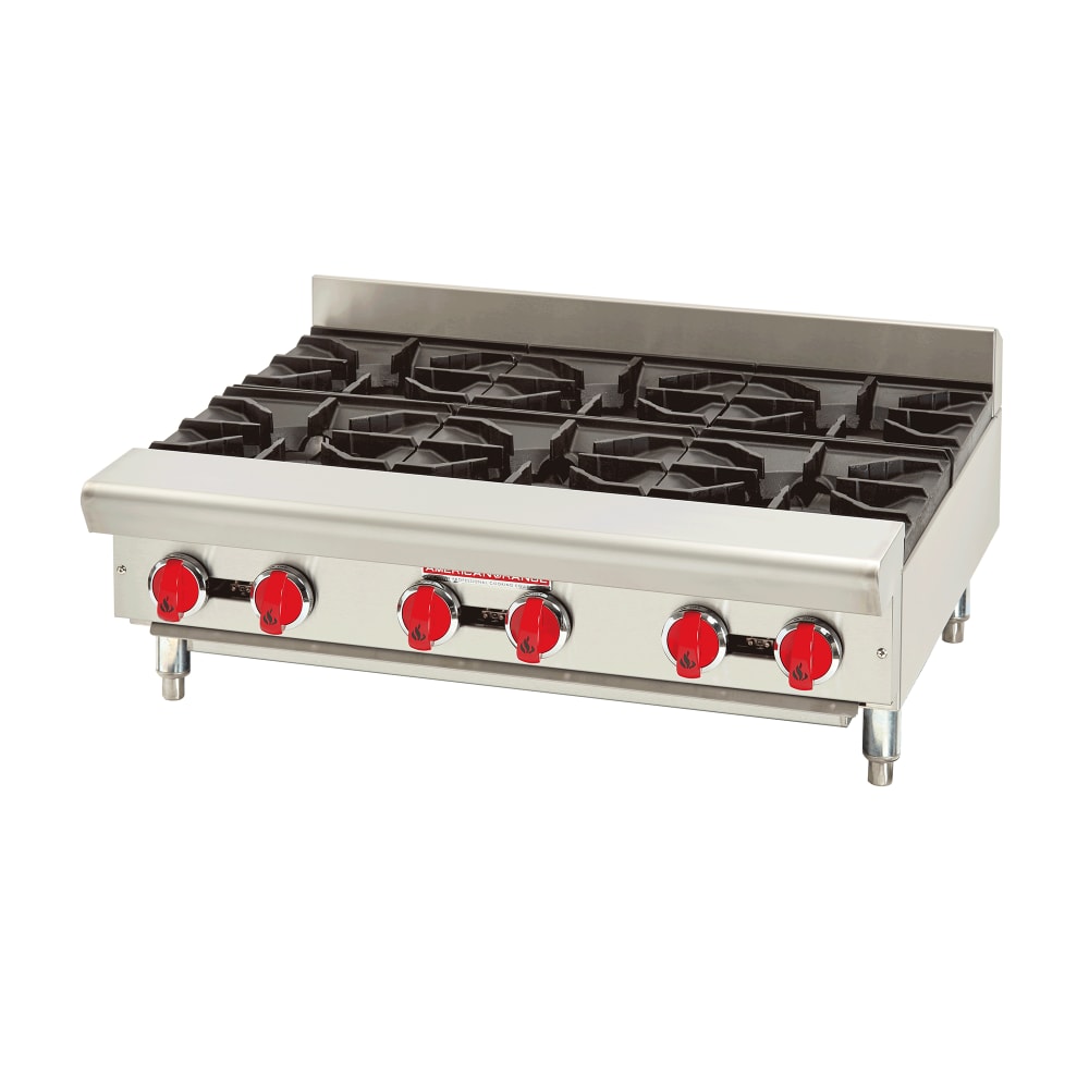 American Range ARSHP-36-6 36" Gas Hotplate w/ (6) Burners & Manual Controls, Liquid Propane
