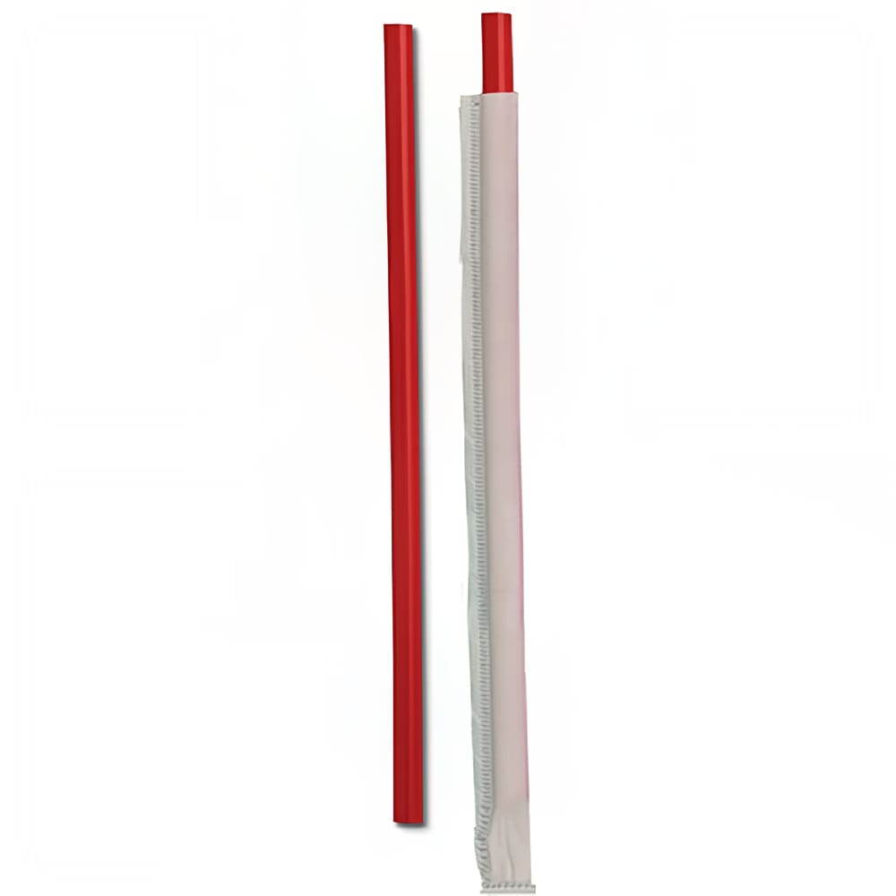 D&W Fine Pack 10 1/4" Wrapped Giant Straws - Polypropylene, Red (DSTGW4-300R)