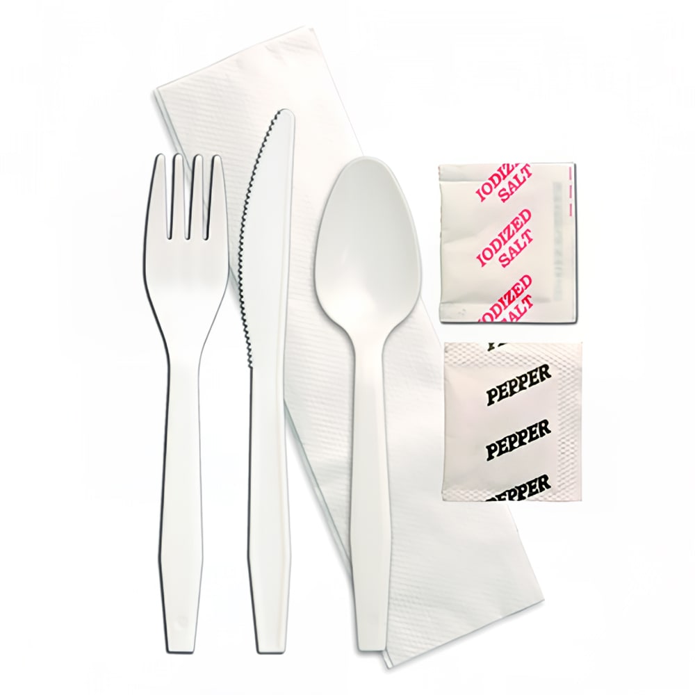 D&W Fine Pack Medium Weight Disposable Cutlery Set - Polypropylene, White (P2503PCSPKIT)