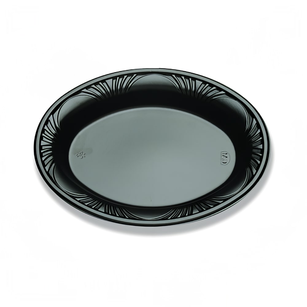 D&W Fine Pack Oval Platter - 11" x 8", Polystyrene, Black (CF8DPL-07)