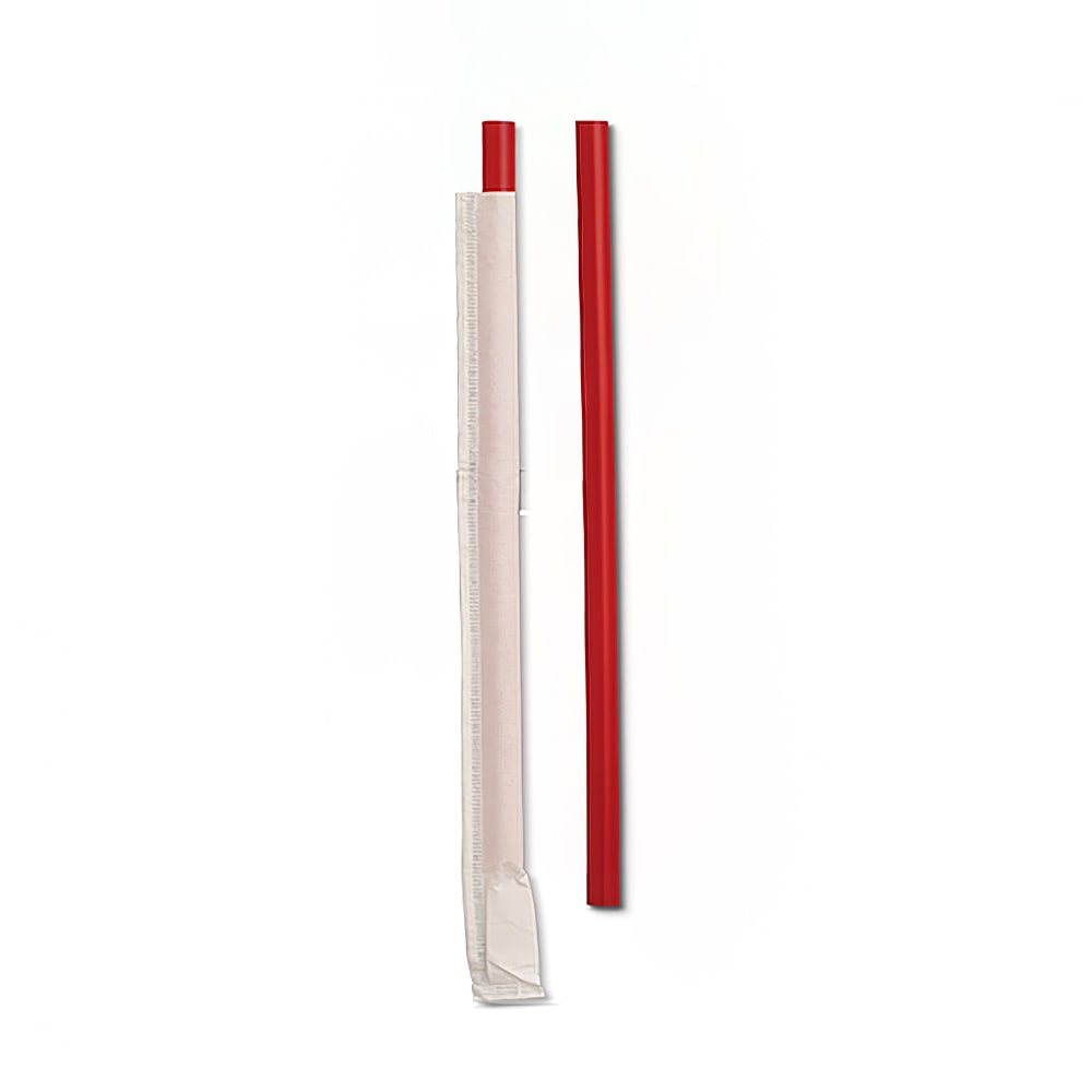 D&W Fine Pack 7 3/4" Wrapped Giant Straws - Polypropylene, Red (DSGW24-300R)