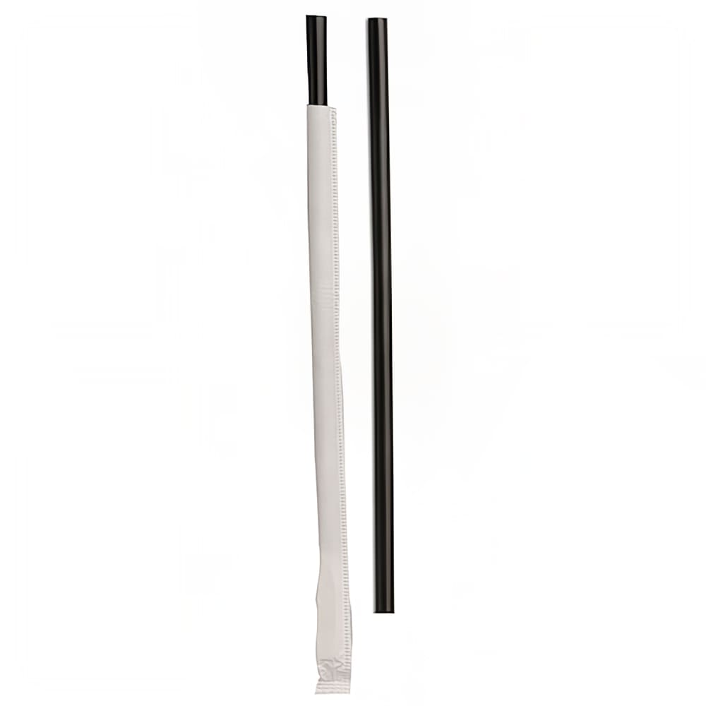 D&W Fine Pack 8 1/2" Wrapped Giant Straws - Polypropylene, Black (DSGW8-24-300E)