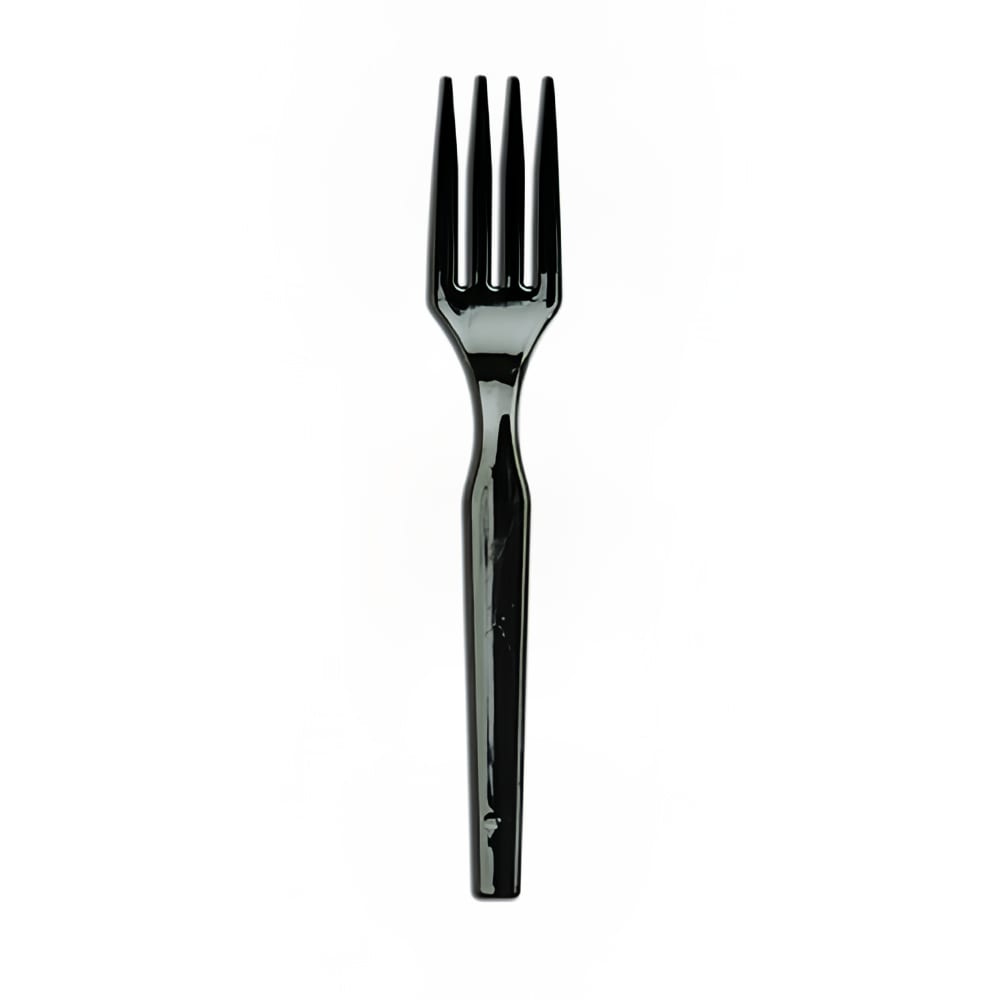 D&W Fine Pack Heavy Weight Disposable Fork - Polystyrene, Black (S1001E)