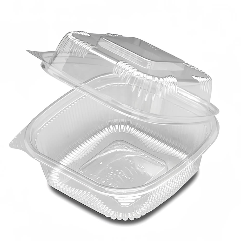 D&W Fine Pack 6 1/10" Hinged Lid Food Container - PLA, Clear (N20WN)