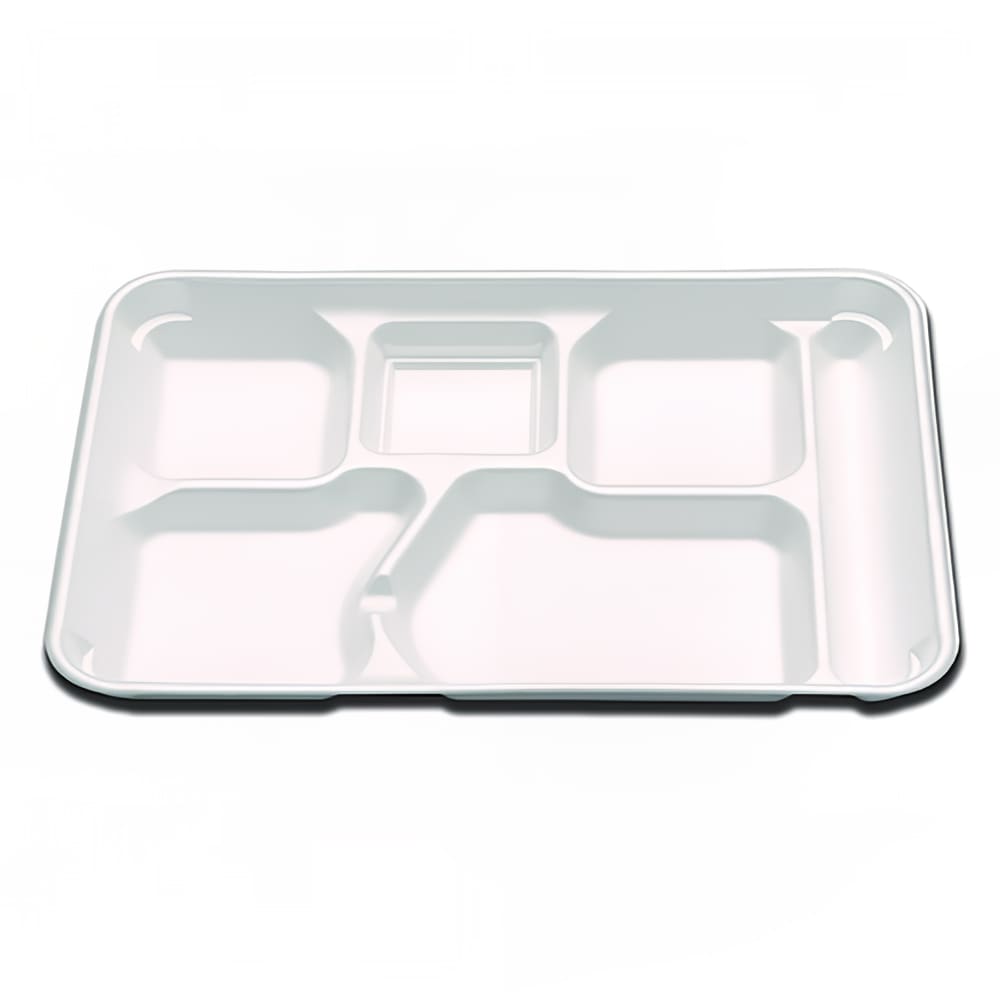 D&W Fine Pack Rectangular Foam Cafeteria Tray w/ (6) Compartments - 11 4/5" x 8 3/10" (FT6-500)