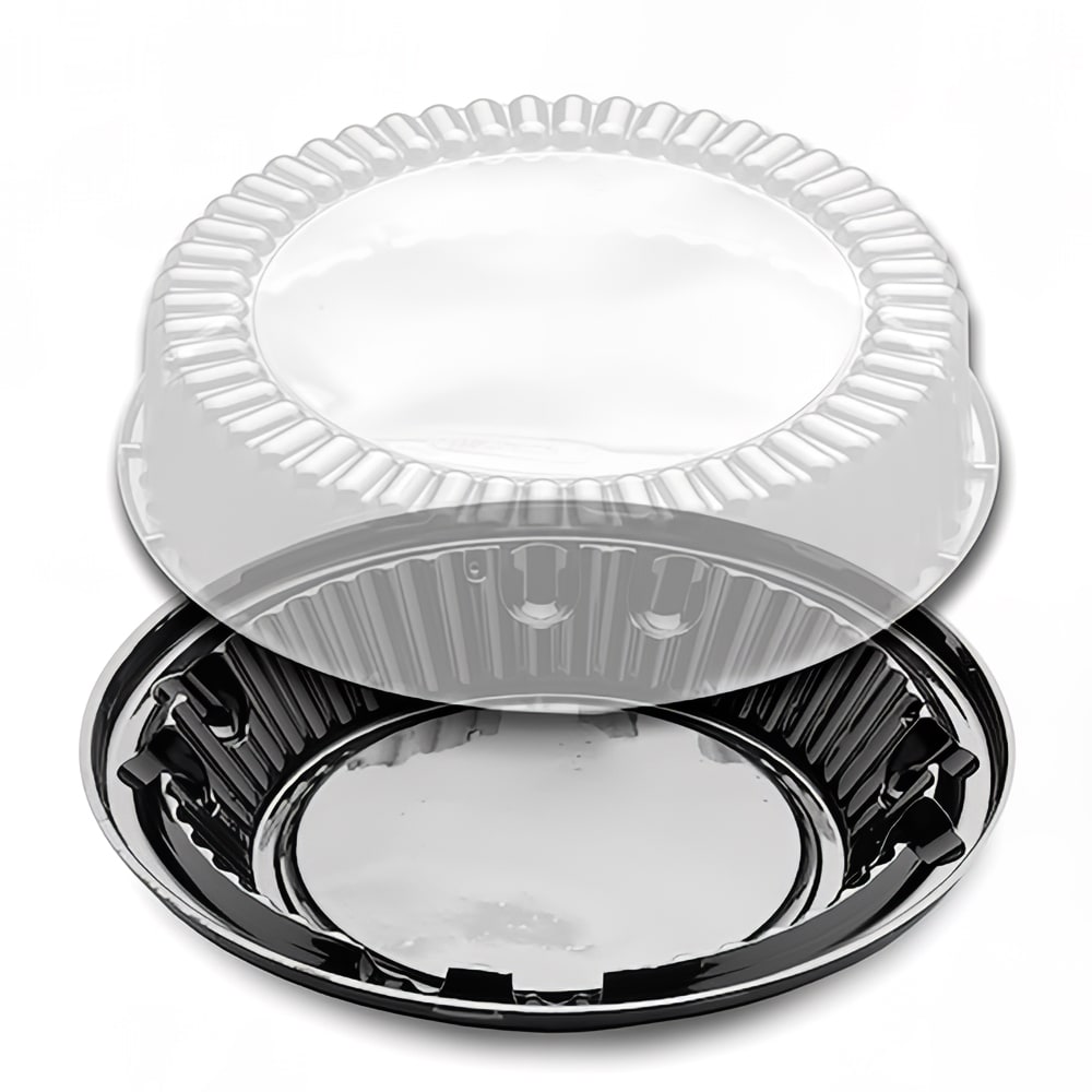 D&W Fine Pack 10" Pie Container w/ Lid - Polystyrene, Black (J45-1)