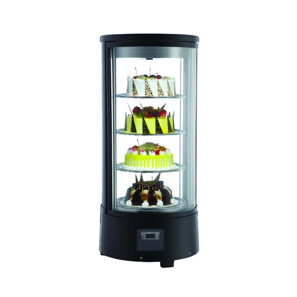 Omcan 17 3/4" Rotating Refrigerated Merchandiser w/ Front Access - Swing Door, Black, 110v (39552)