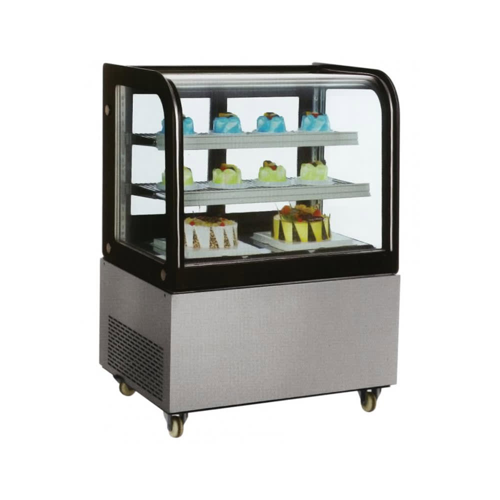 Omcan 47 1/4" Full Service Bakery Display Case w/ Curved Glass - (3) Levels, 110v (40519)
