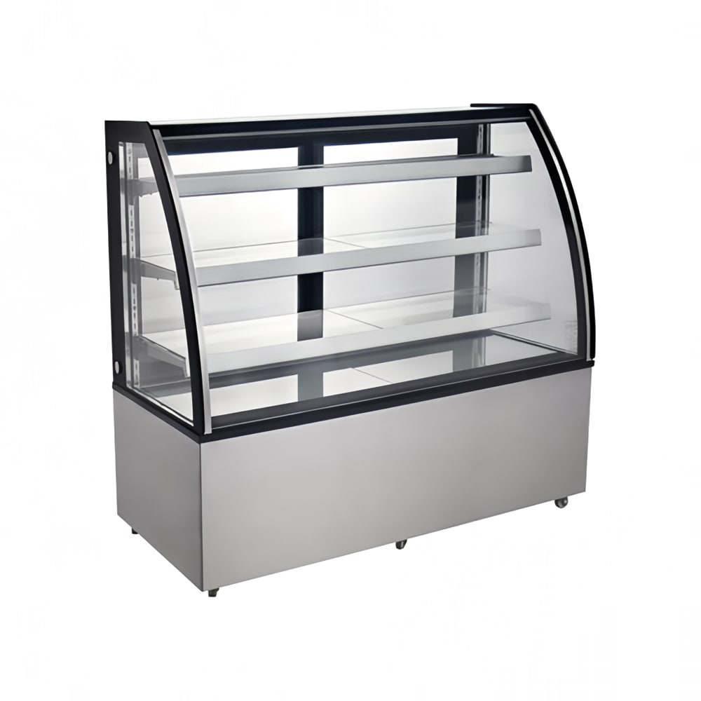 Omcan 60" Full Service Bakery Display Case w/ Curved Glass - (4) Levels, 110v (44503)