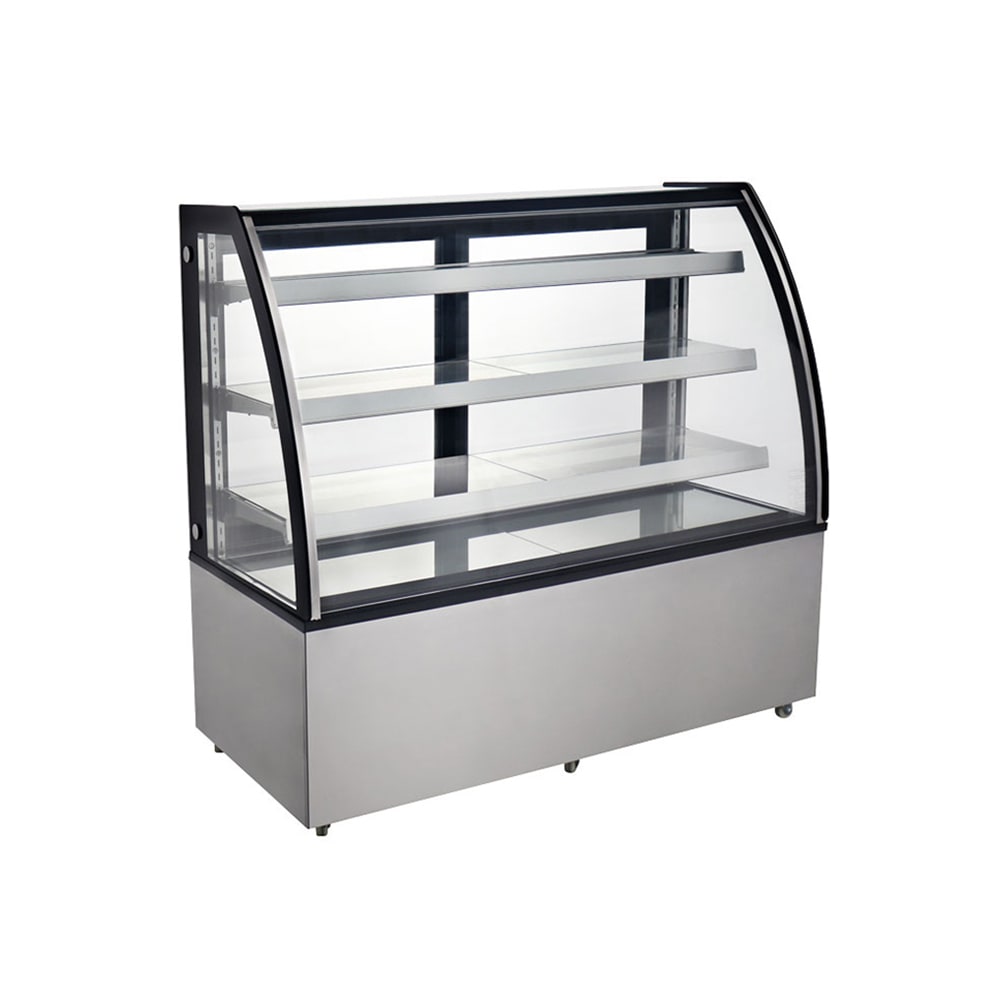 Omcan 72" Full Service Bakery Display Case w/ Curved Glass - (4) Levels, 110v (44504)