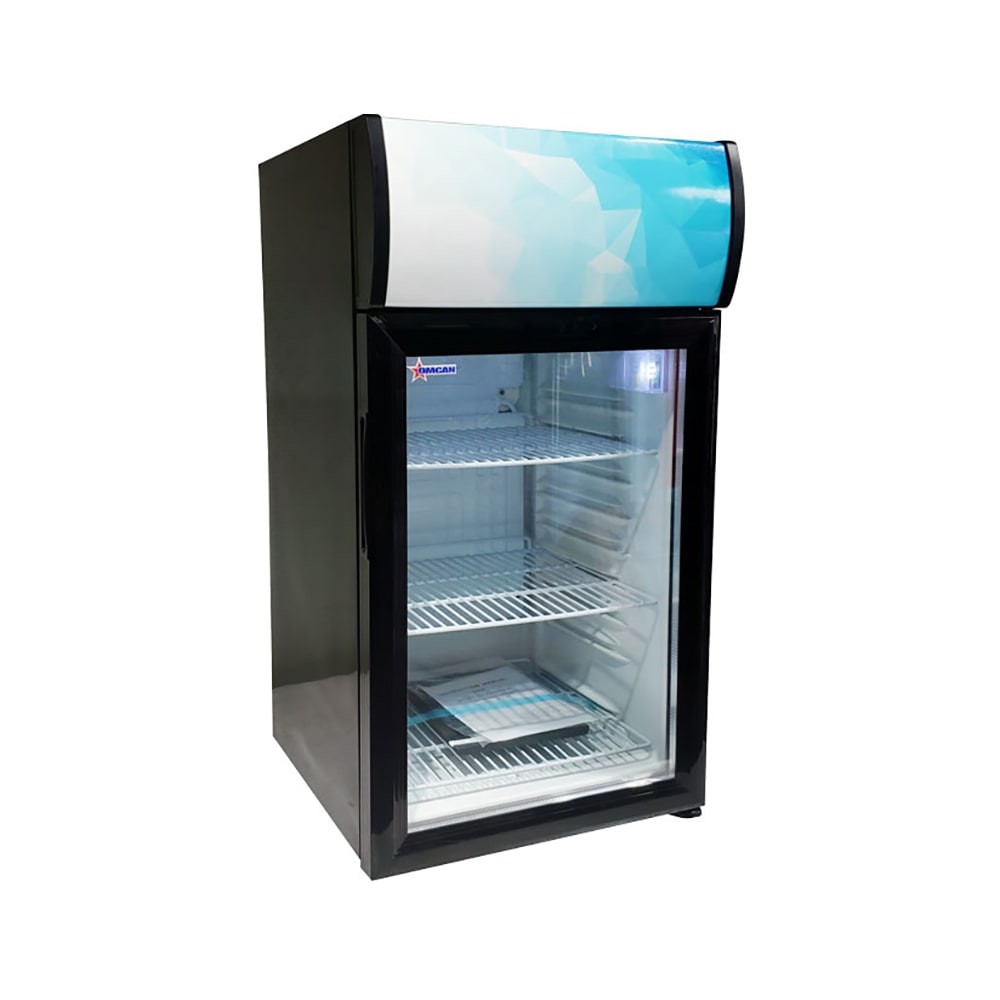 Omcan 16 1/2" Countertop Refrigerator w/ Front Access - Swing Door, Black, 110v (44529)