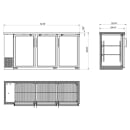 Omcan 72 3/4" Bar Refrigerator - 3 Swinging Glass Doors, Black, 115v (50062) thumbnail 2