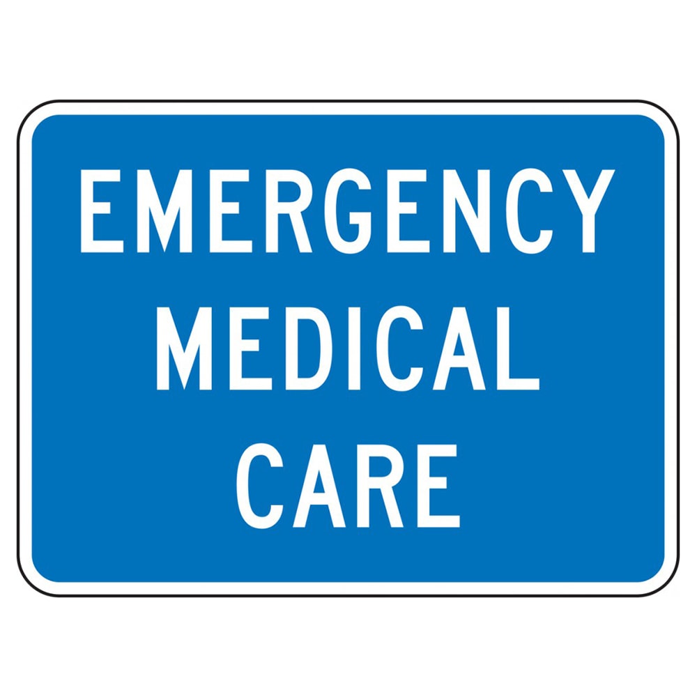 Accuform Signs FRG118DP 18" x 24" Emergency Medical Care Sign - Aluminum w/ DG High Prism Sheeting