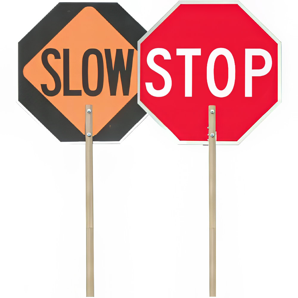 Accuform Signs FSP175 18" Double Sided Paddle Sign w/ 60" Wood Handle, Aluminum