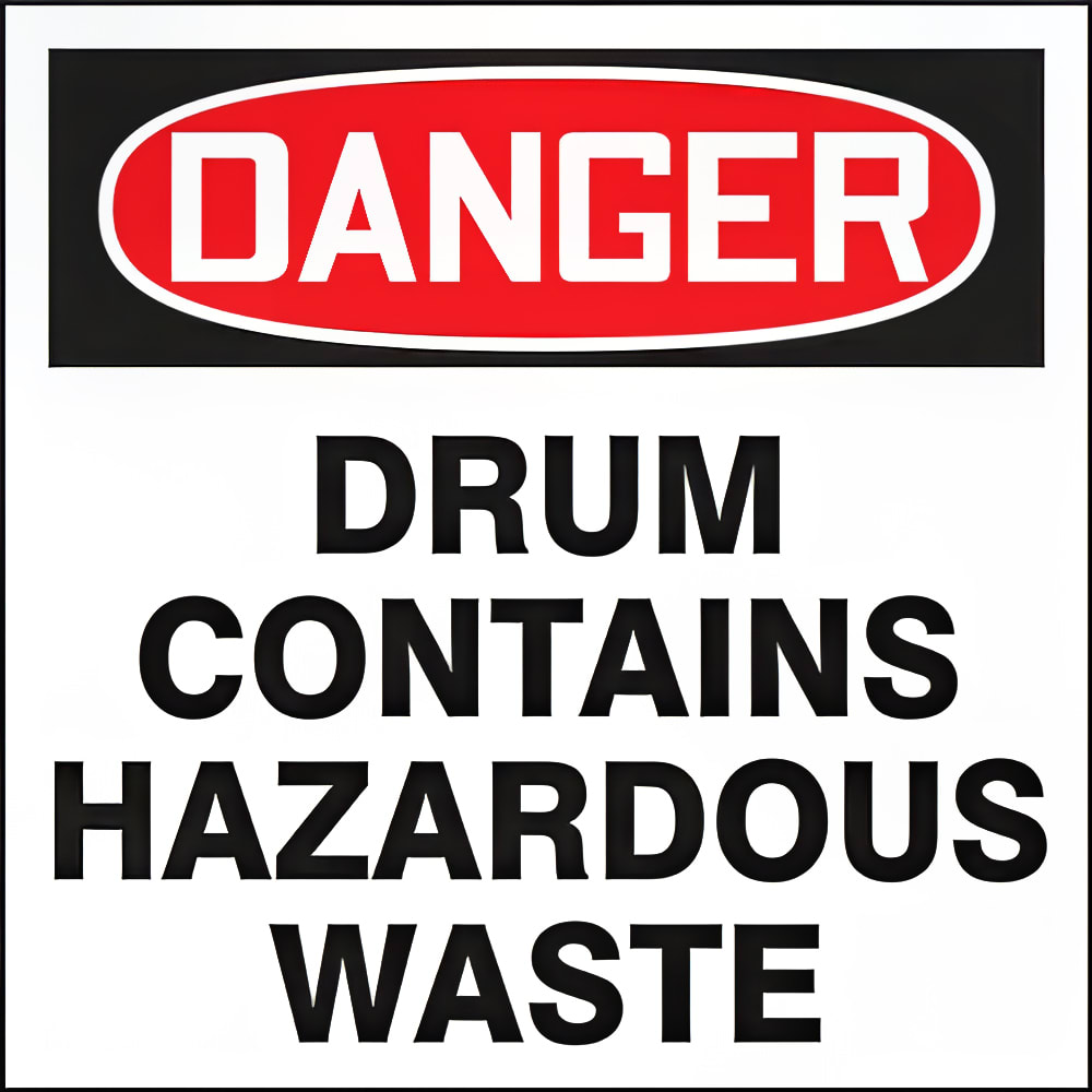 Accuform Signs MHZW105PSC "DANGER" Hazardous Waste Drum & Container Label - 6" x 6", Adhesive Coated Paper