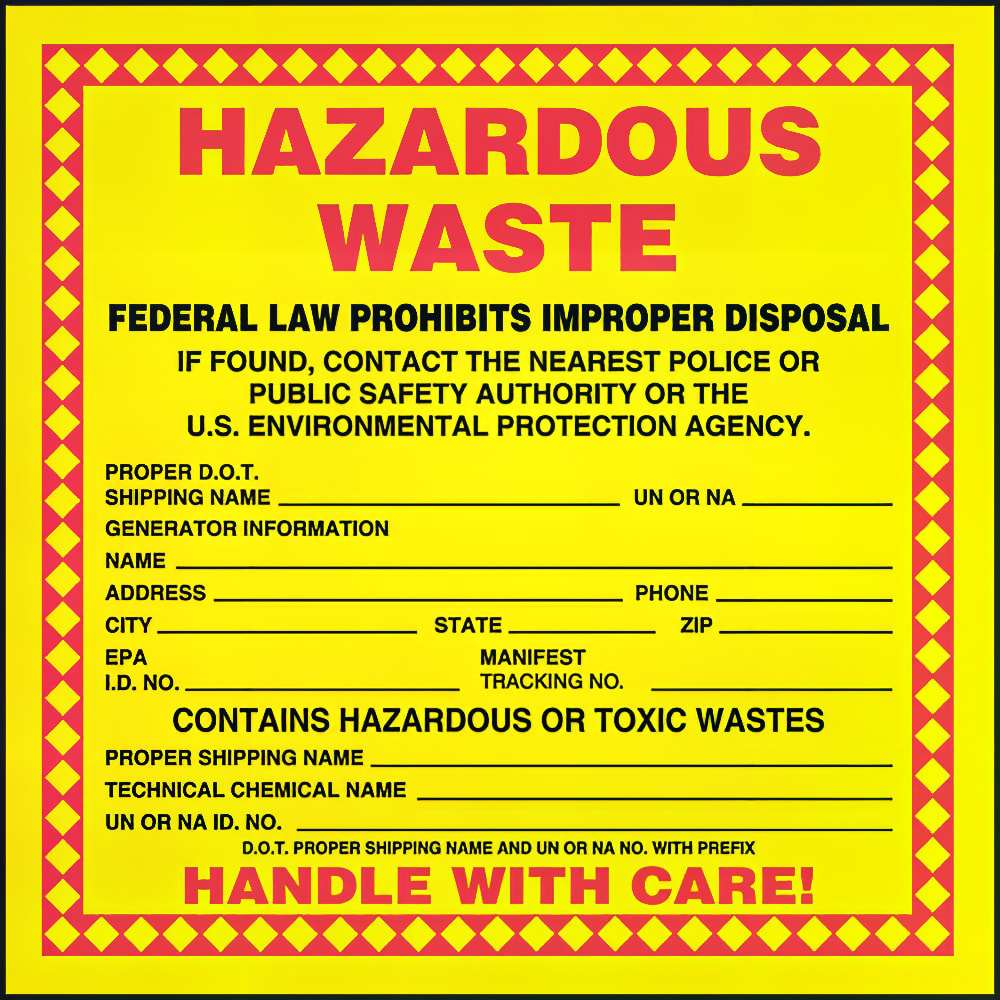 Accuform Signs MHZW25PSC Hazardous Waste Label - 6" x 6", Adhesive Coated Paper