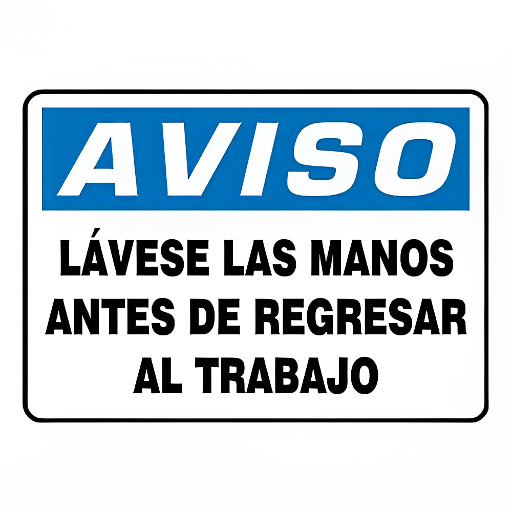 Accuform Signs SHMRST812VS Spanish "Wash Hands Before Returning to Work" Sign - Adhesive Vinyl, 7" x 10"