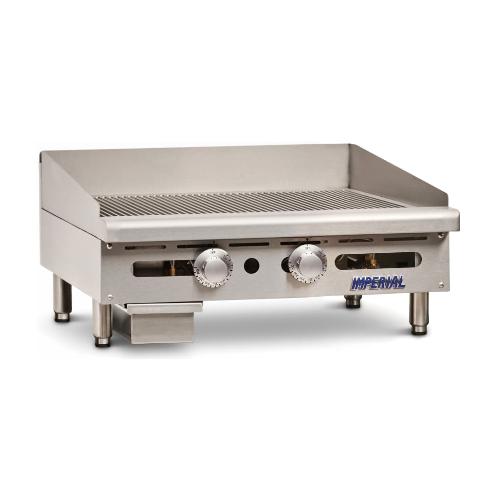 Imperial IGG-24 24" Gas Griddle w/ Thermostatic Controls - 1" Grooved Steel Plate, Liquid Propane