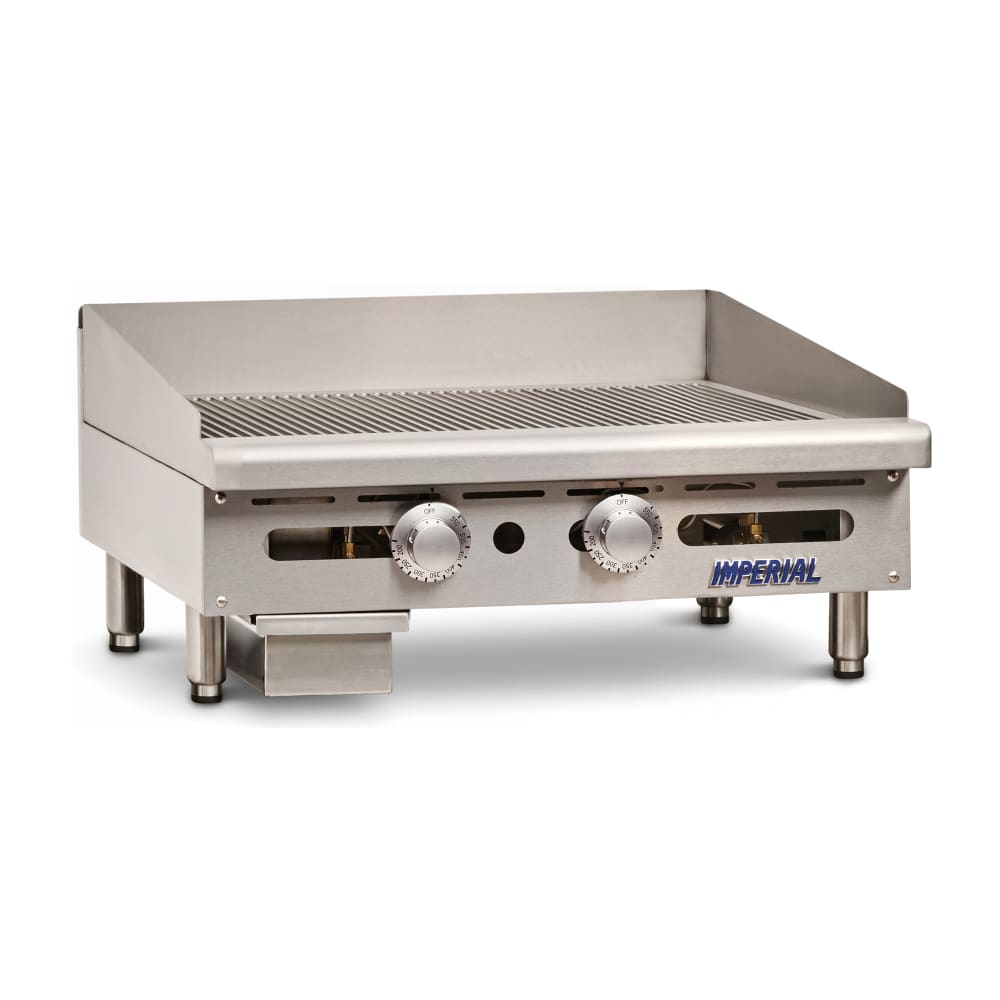 Imperial IGG-24 24" Gas Griddle w/ Thermostatic Controls - 1" Grooved Steel Plate, Natural Gas