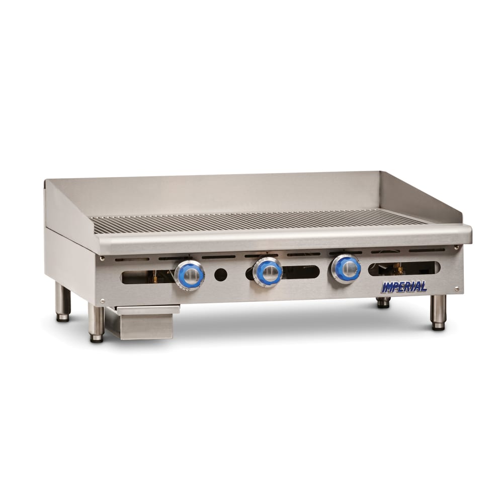 Imperial IGG-36 36" Gas Griddle w/ Thermostatic Controls - 1" Grooved Steel Plate, Natural Gas