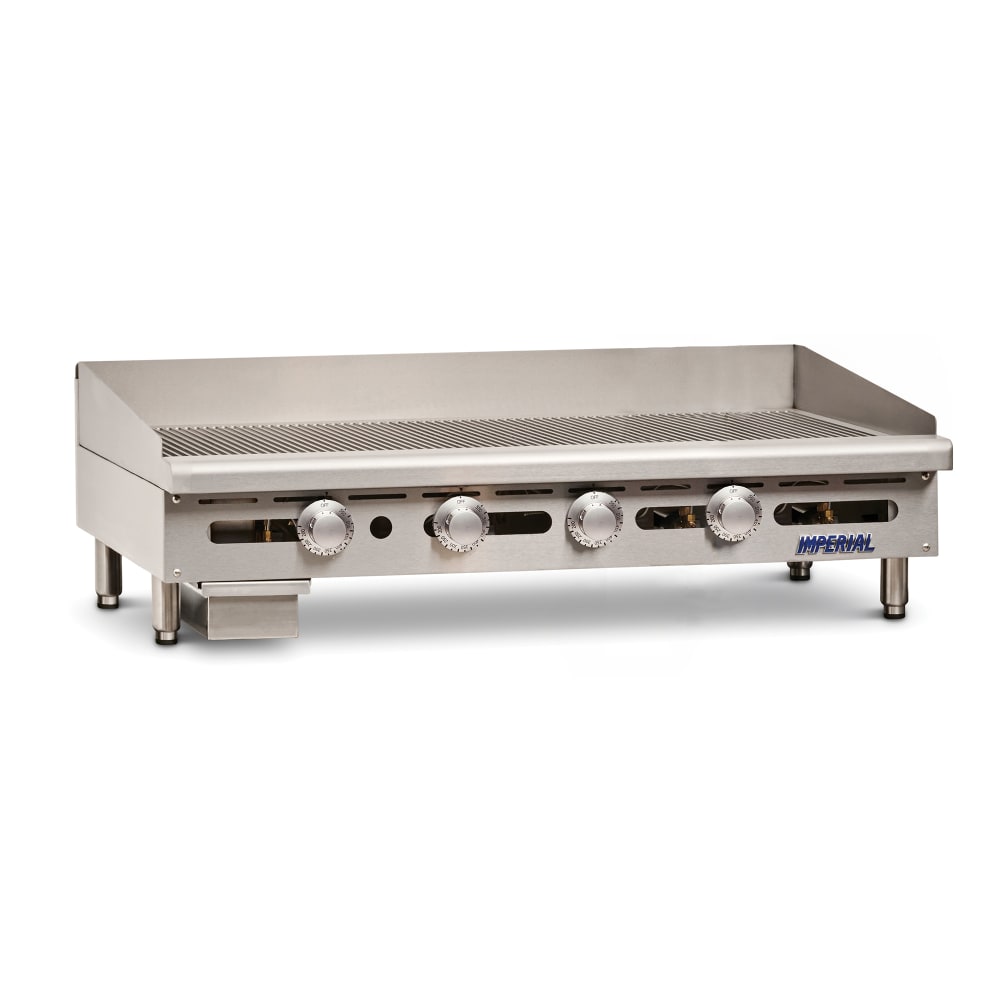 Imperial IGG-48 48" Gas Griddle w/ Thermostatic Controls - 1" Grooved Steel Plate, Natural Gas