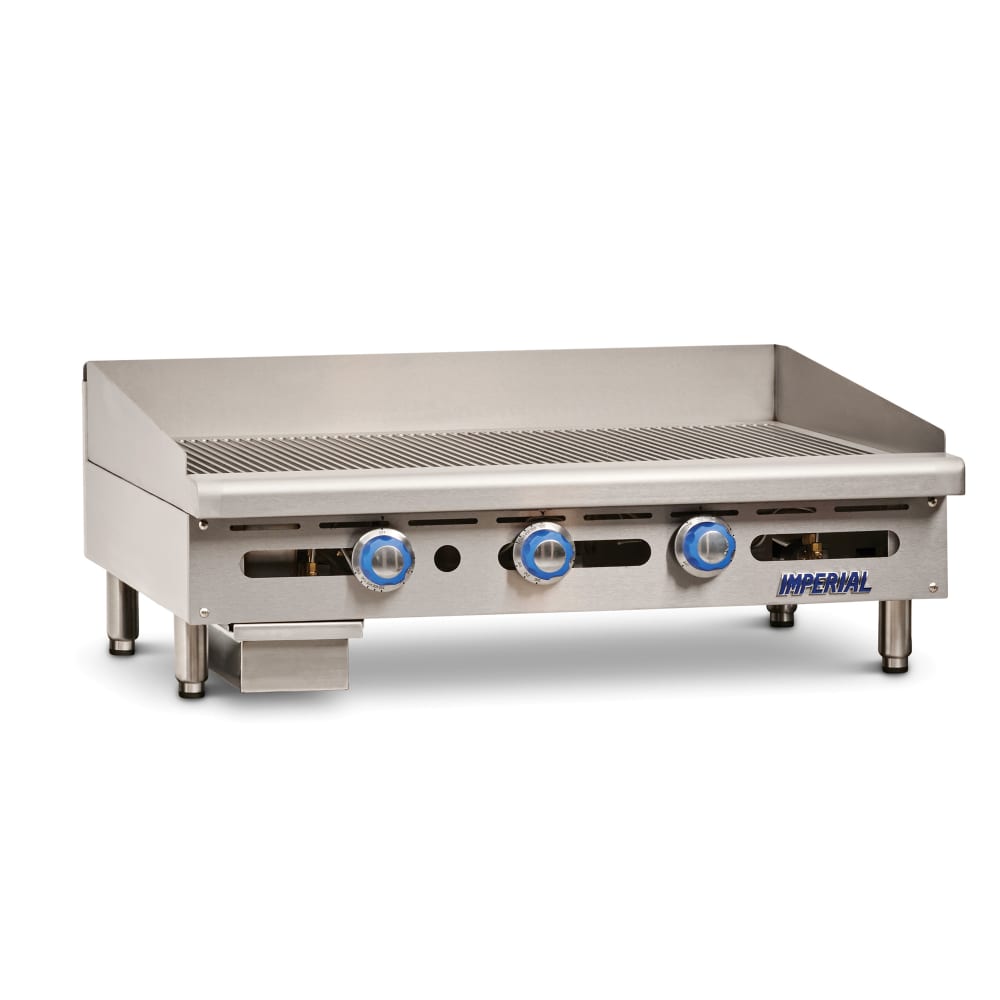 Imperial IGG-72 72" Gas Griddle w/ Thermostatic Controls - 1" Grooved Steel Plate, Liquid Propane