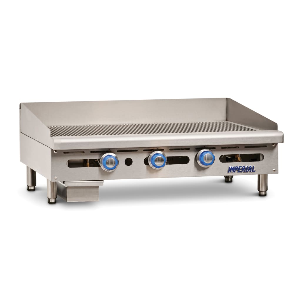 Imperial IGG-72 72" Gas Griddle w/ Thermostatic Controls - 1" Grooved Steel Plate, Natural Gas