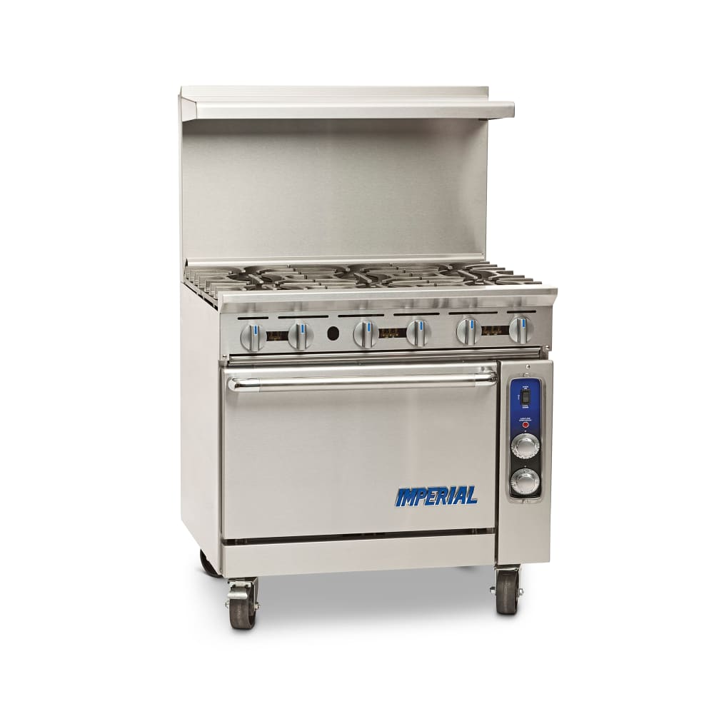 Imperial IR-6-C 36" 6 Burner Gas Range w/ Convection Oven, Liquid Propane