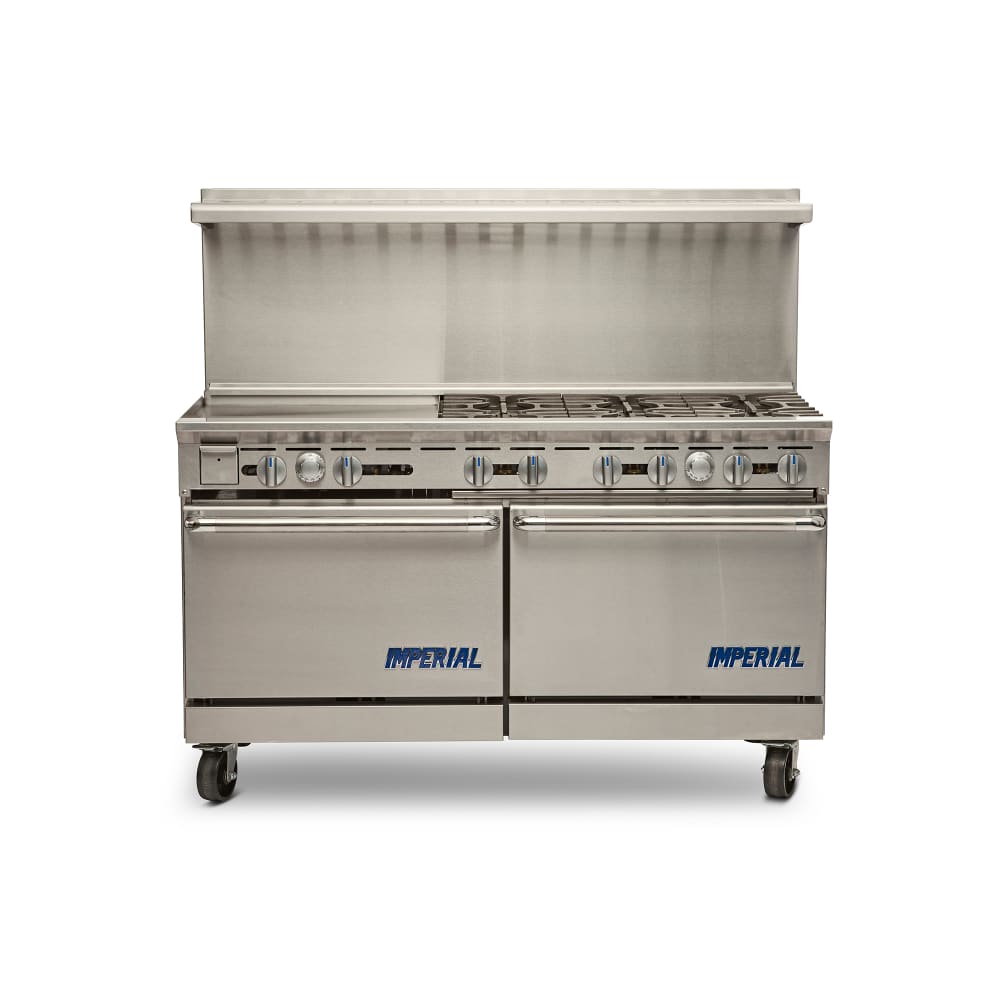 Imperial IR-6-G24 60" 6 Burner Gas Range w/ Griddle & (2) Standard Ovens, Liquid Propane