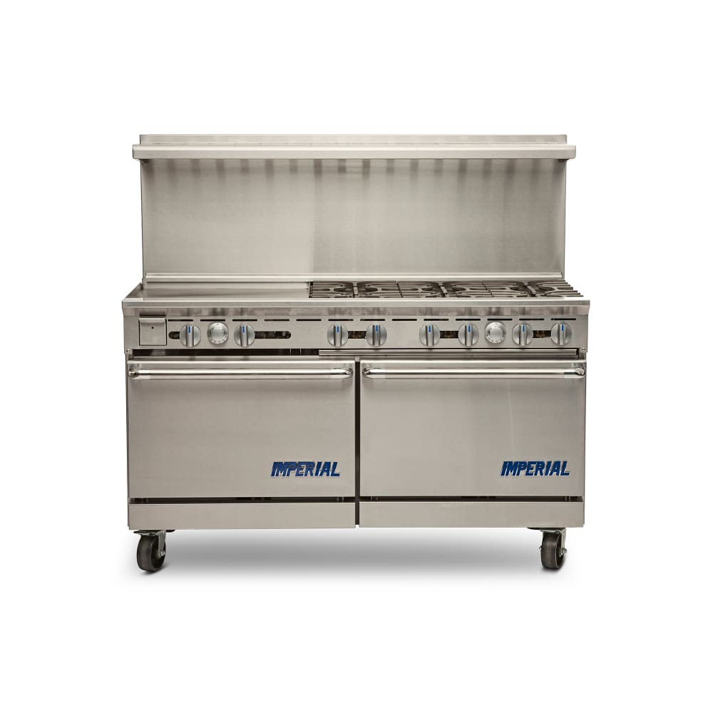 Imperial IR-6-G24 60" 6 Burner Gas Range w/ Griddle & (2) Standard Ovens, Natural Gas
