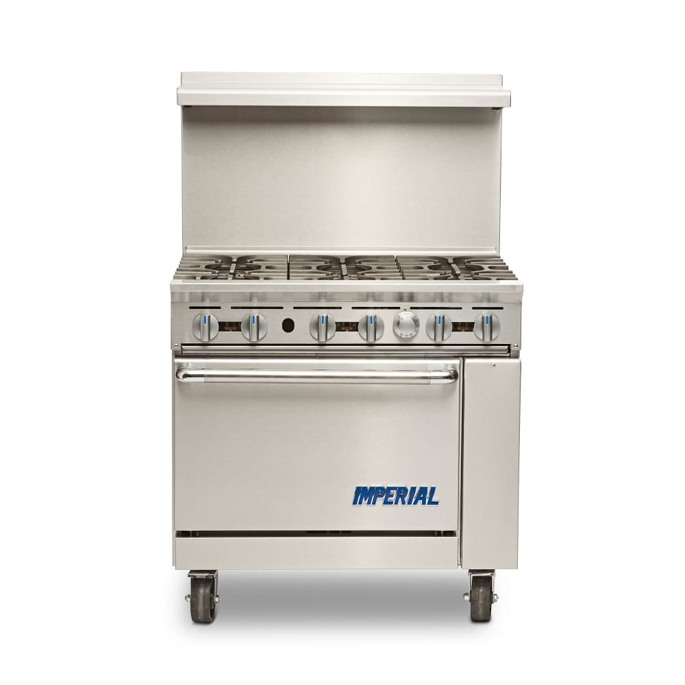Imperial IR-6 36" 6 Burner Gas Range w/ Standard Oven, Liquid Propane