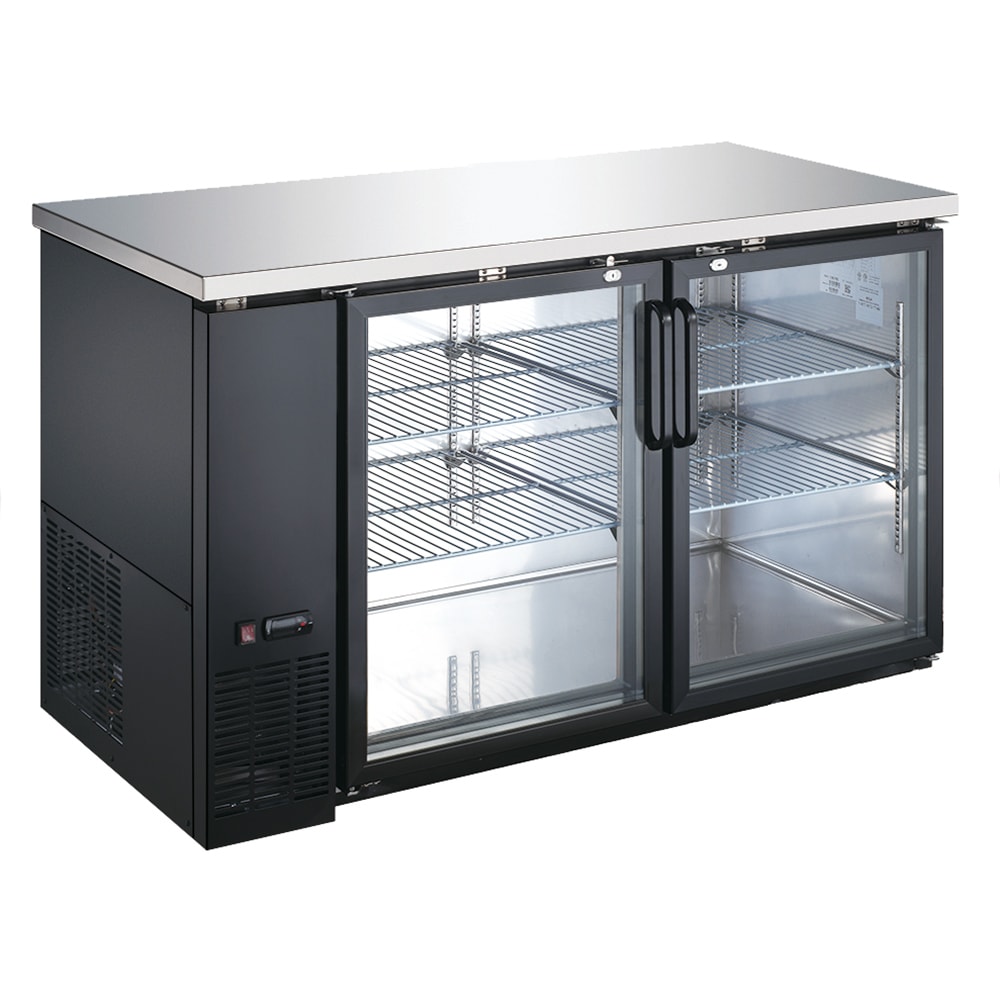 U-Star USBB-5928G 59" Bar Refrigerator - 2 Swinging Glass Doors, Black, 115v