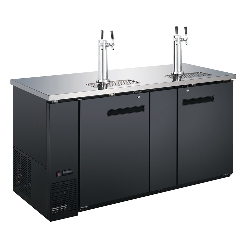 U-Star USBD-6928/2 69" Kegerator Beer Dispenser w/ (3) Keg Capacity - (2) Columns, Black, 115v