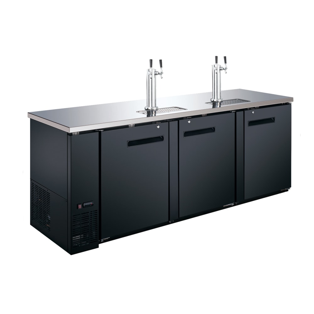 U-Star USBD-9028/2 90" Kegerator Beer Dispenser w/ (4) Keg Capacity - (2) Columns, Black, 115v