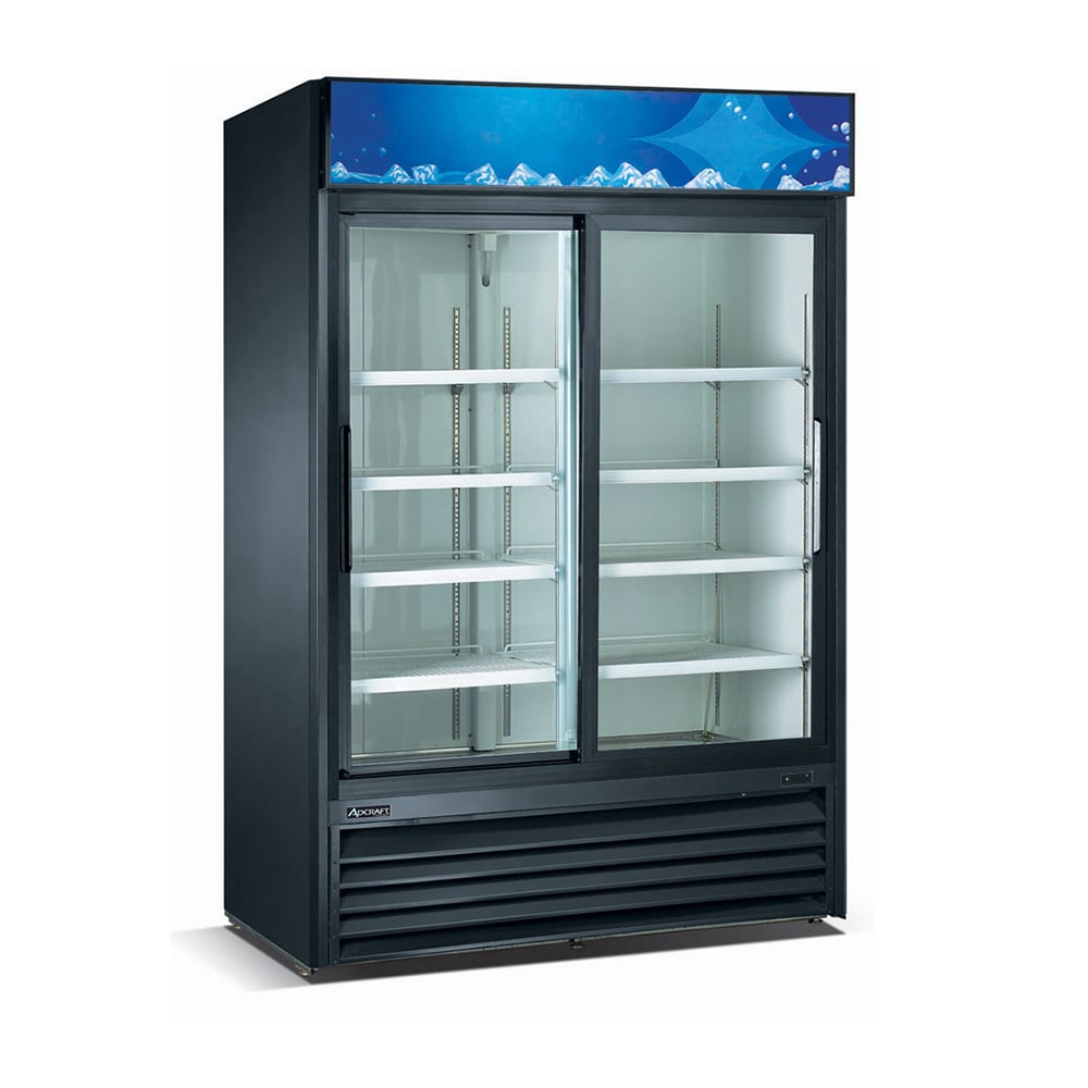 U-Star USRFS-2D/B 53 1/4" Two Section Glass Door Merchandiser - (2) Left/Right Hinge Doors, Black, 115v