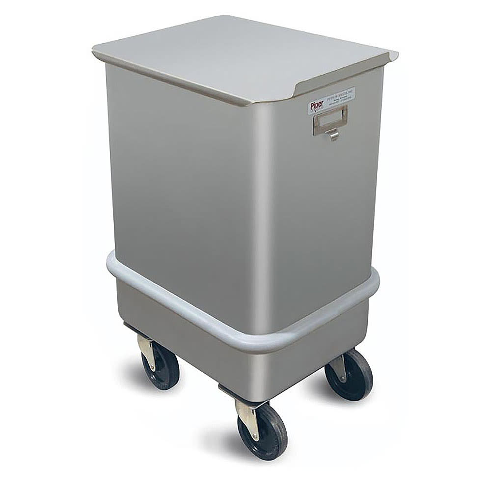 Piper Products Mobile Ingredient Bin - 27 Gallon Capacity, Stainless Steel, Silver (47-150)