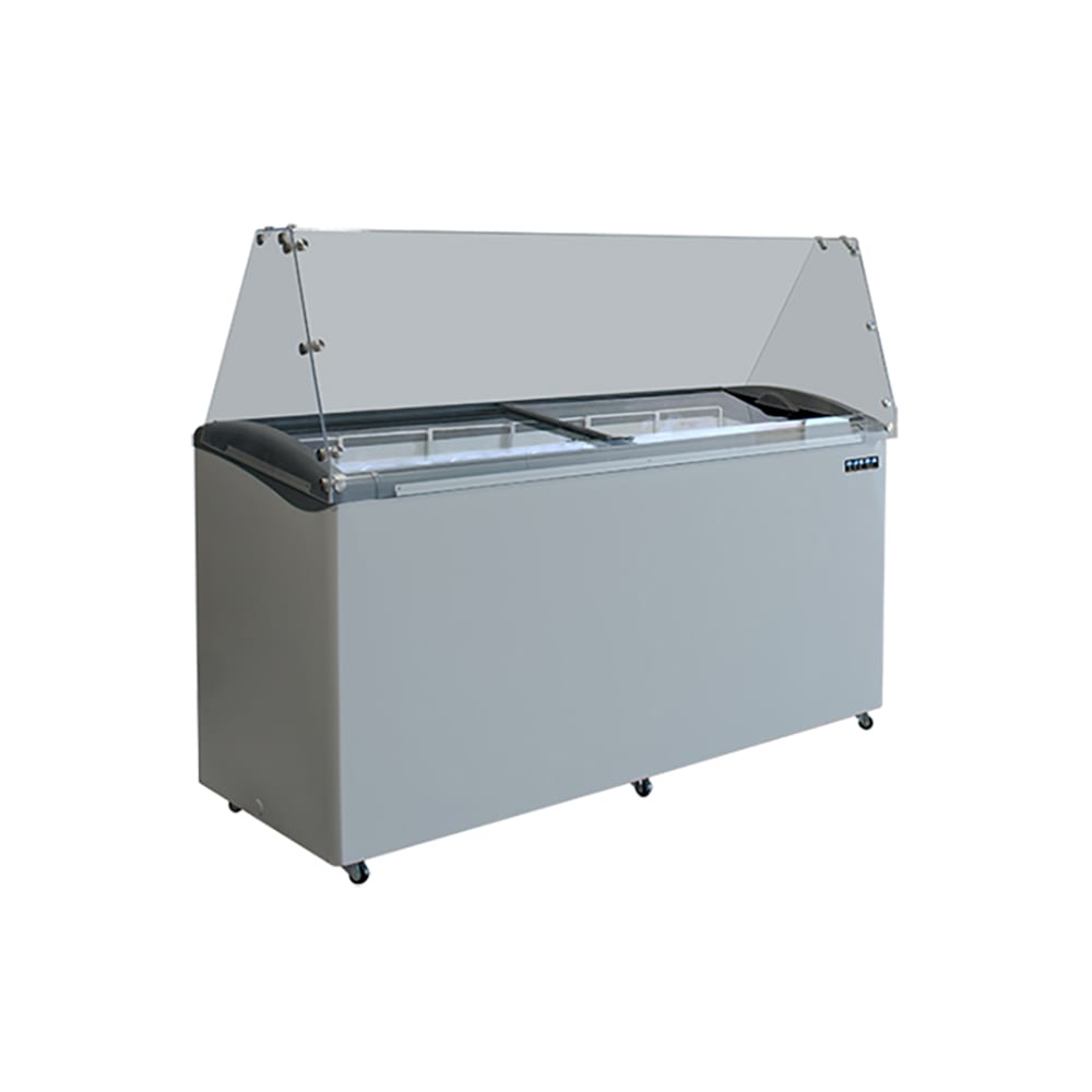 Ojeda 68 1/5" Mobile Ice Cream Dipping Cabinet w/ 20 Tub Capacity - White, 120v (12FLAVORDIP)