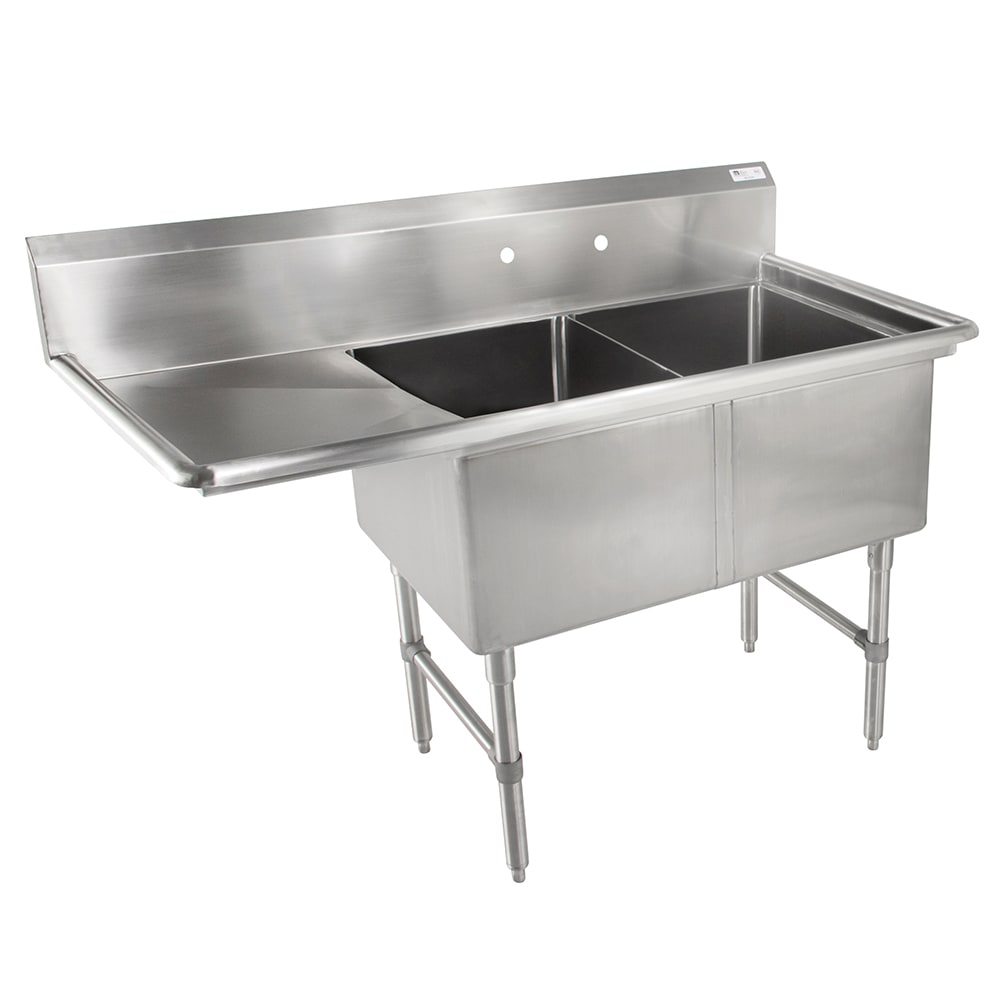 John Boos 2B16204-1D18L 54" 2 Compartment Sink w/ 16"L x 20"W Bowl, 14" Deep
