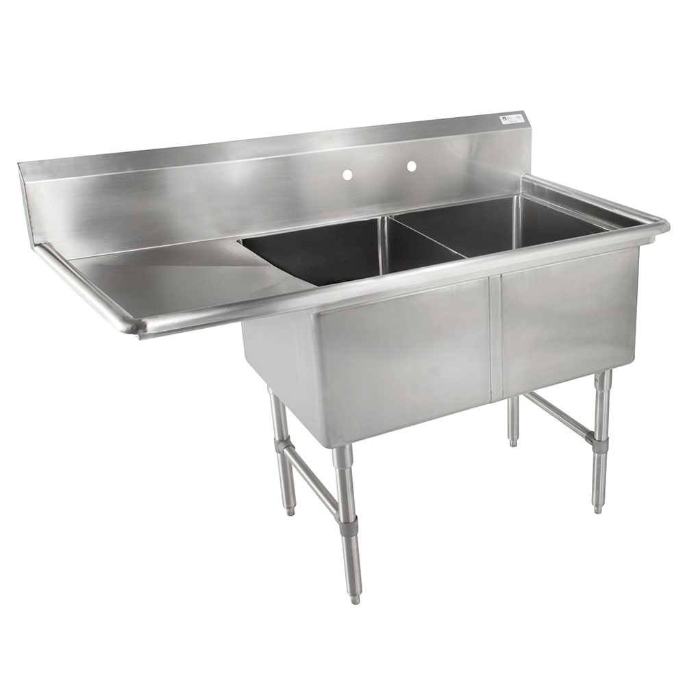 John Boos 2B184-1D18L 58" 2 Compartment Sink w/ 18"L x 18"W Bowl, 14" Deep