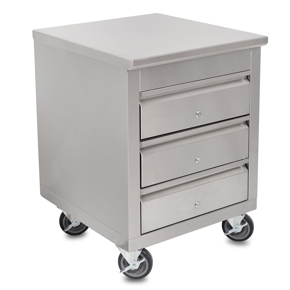 John Boos 4CD4-2724-CL-X Mobile Drawer Cabinet w/ (3) Drawers - 24"W x 26 1/2"D x 33 3/4"H, Stainless Steel