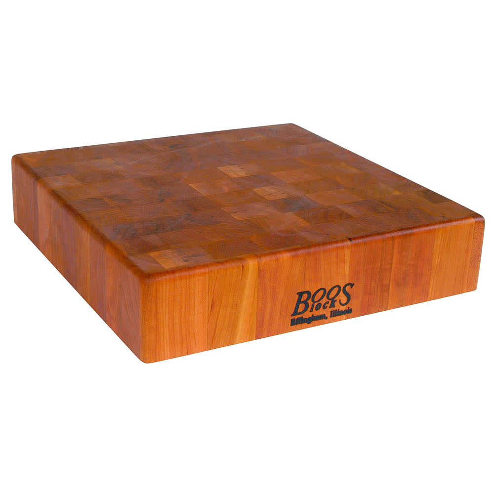 John Boos CHY-CCB143-S Cherry Wood Chopping Block, Non-Reversible, 14" Square 3" End Grain