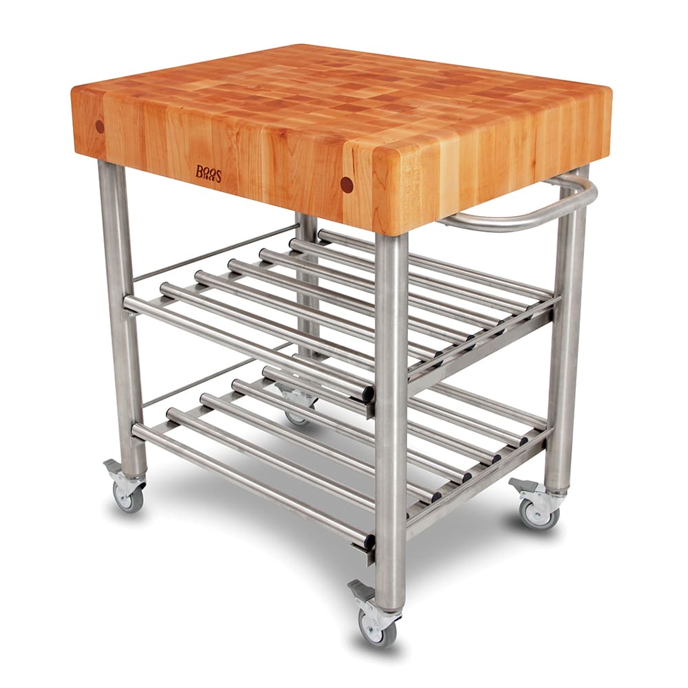 John Boos CHY-CUCD15WC Cucina D' Amico Wine Cart w/ Cherry Top, 30 x 24" x 35" H