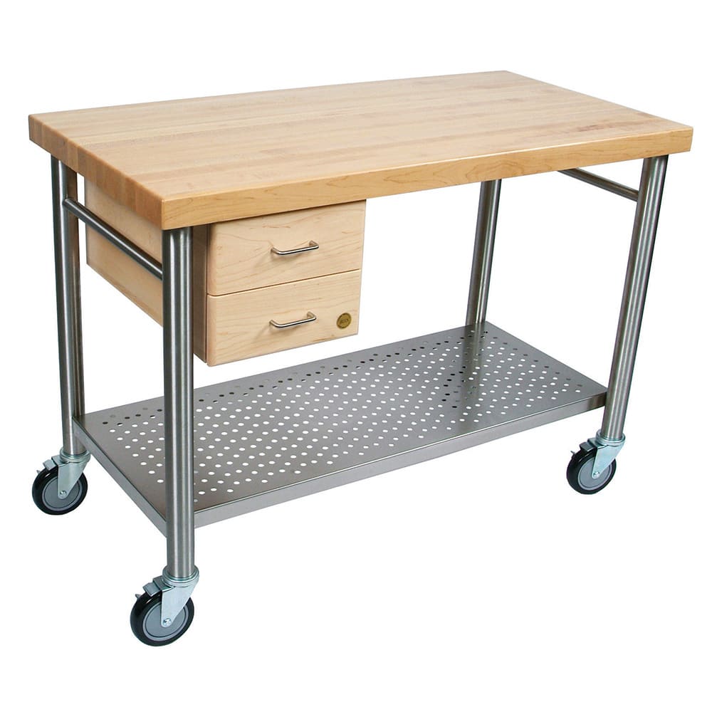 John Boos CUCIC04 Cucina Magnifico Cart, 24 W x 48 L x 35"H, Drawers, Stainless Shelf, Electric Strip